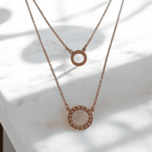 Collier double chaine rose
