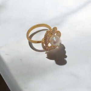 Bague flower avec perle taille ajustable