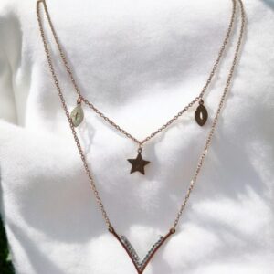 Collier double chaine V