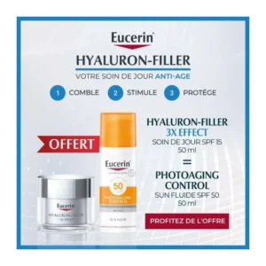 Eucerin Pack Hyaluron filler jour 50ml + photoaging control spf50+ offert