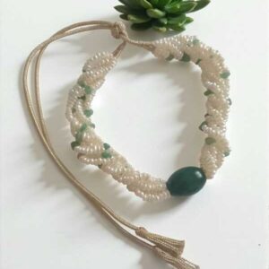 Choker zomorod perles naturelles blanches et vertes